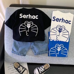 New children's pure cotton super soft summer unisex boy and girl short-sleeve cute T-shirt trendy cartoon print top