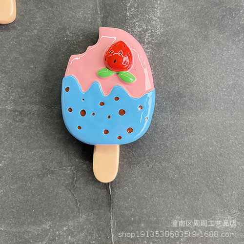 Popsicle tridimensional resina refrigerador pegatinas mensaje de casa Dibujos animados de verano fresco lindo sandía hierba ciruela