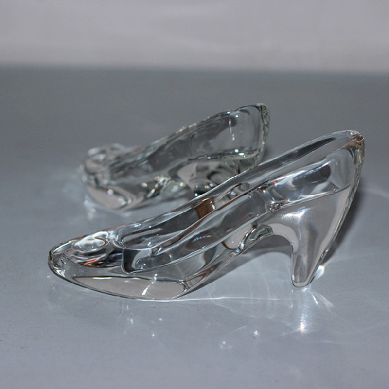 Crystal Glass High Heels Ornaments Cinderella Women High Heels Valentine's Day Birthday Gift Props Crafts