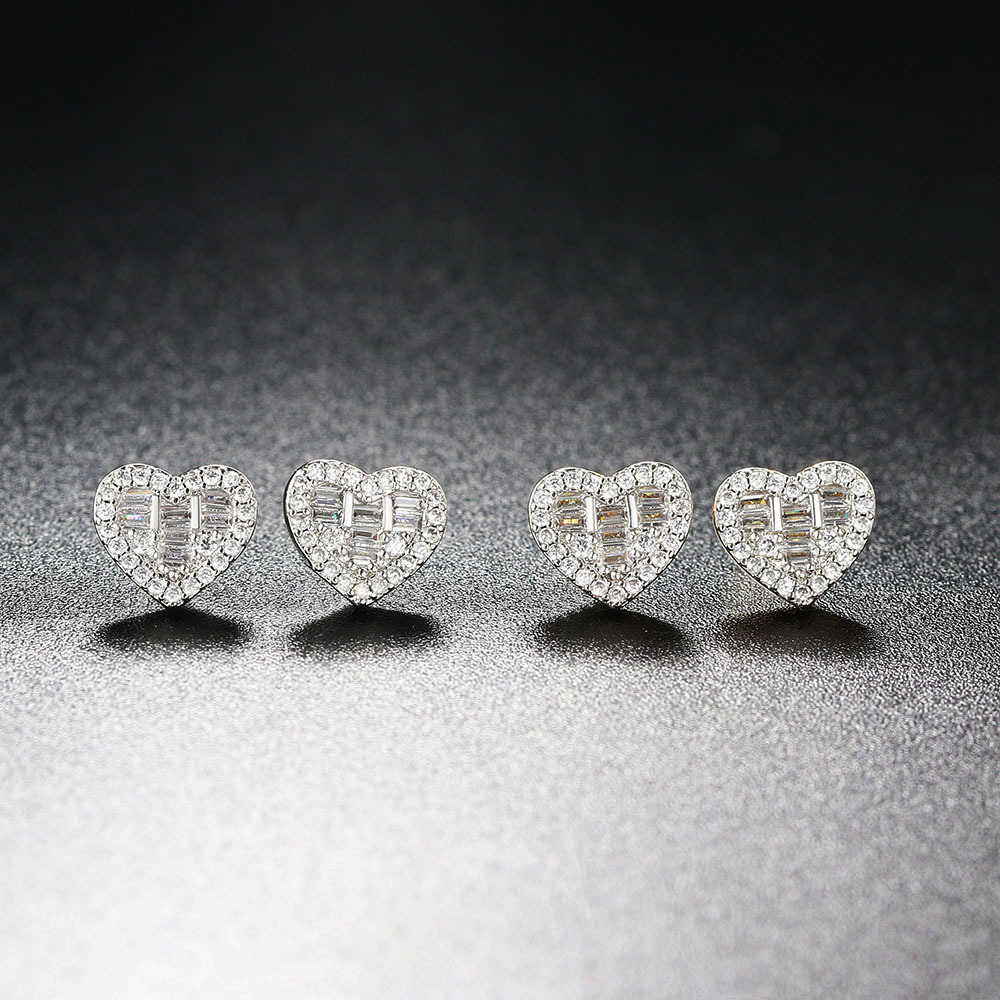 5g Weight Copper Ear Needle Material White Gold Plated, Gold Plated Plating Material Zircon Inlay Material Ear Studs Classification 1 Pair Quantity Daily, Party, Street Occasion Copper Material Round, Square, Heart Shape Pattern Unisex Gender Plating, Inlay Design Hip-Hop Style Gold, Silver Color 1 Pair Hip-Hop Round Square Heart Shape Plating Inlay Copper Zircon White Gold Plated Gold Plated Ear Studs 17