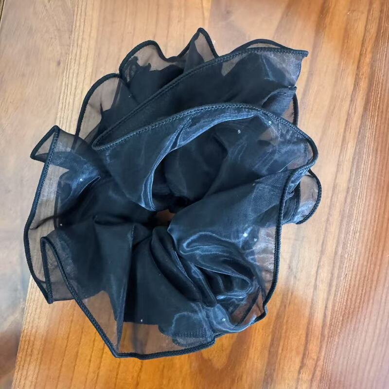 爆款超大号简约花边大肠发圈女韩系高级感轻奢甜美丸子头头绳发饰|undefined