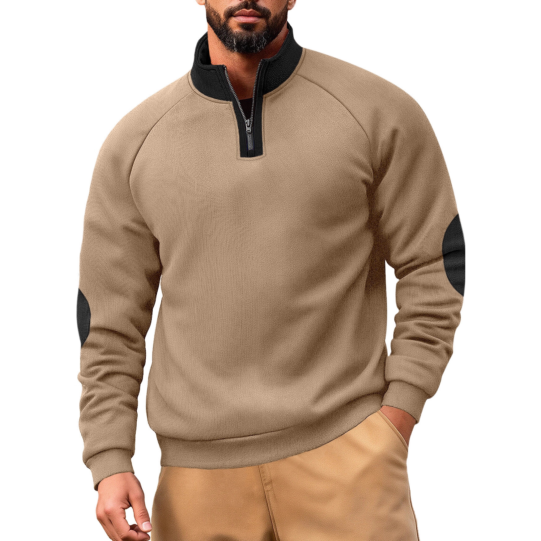 Nuevo transfronterizo de Europa y América Amazon otoño y invierno collar relajado de vello cuello vertical medio cremallera chaqueta de manga larga
