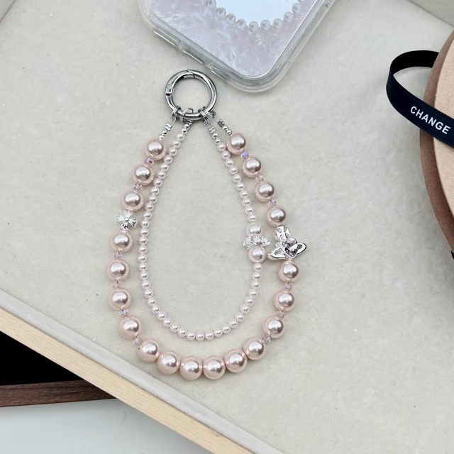 Cadena de teléfono móvil para mujer Creative ins moda teléfono móvil colgante bricolaje hecho a mano perla cristal diamantes de imitación cordón de doble cadena nuevo