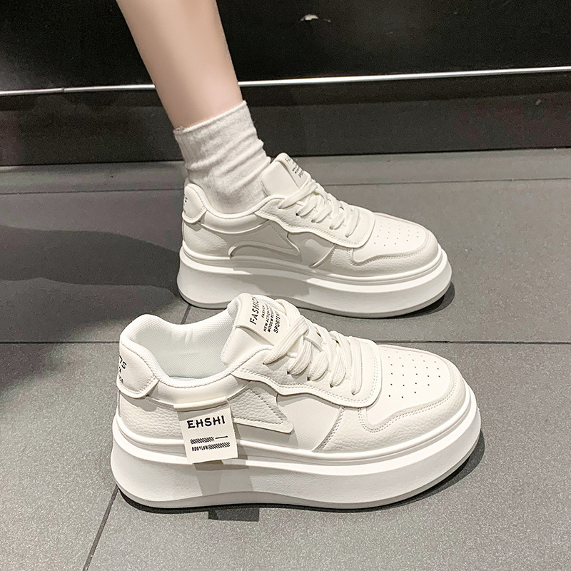 Damen Board Schuhe Weiß Platform Sneaker Erhöhend Casual_voghion.com