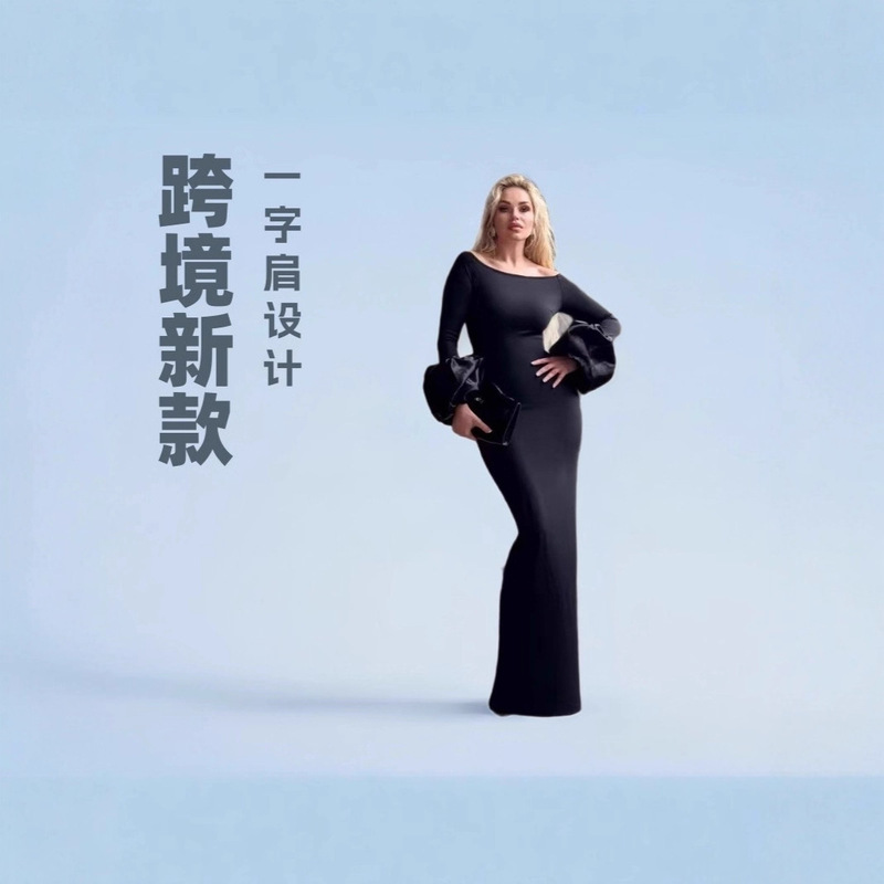 Cross-Border 2025 New Autum Bandage Hip Skirt One-Shoulder Long-Sleeved Tube Top Dress Bandage Dress Cross-Border 2025 New Autum Bandage Hip Skirt One-Shoulder Long-Sleeved Tube Top Dress Bandage Dress