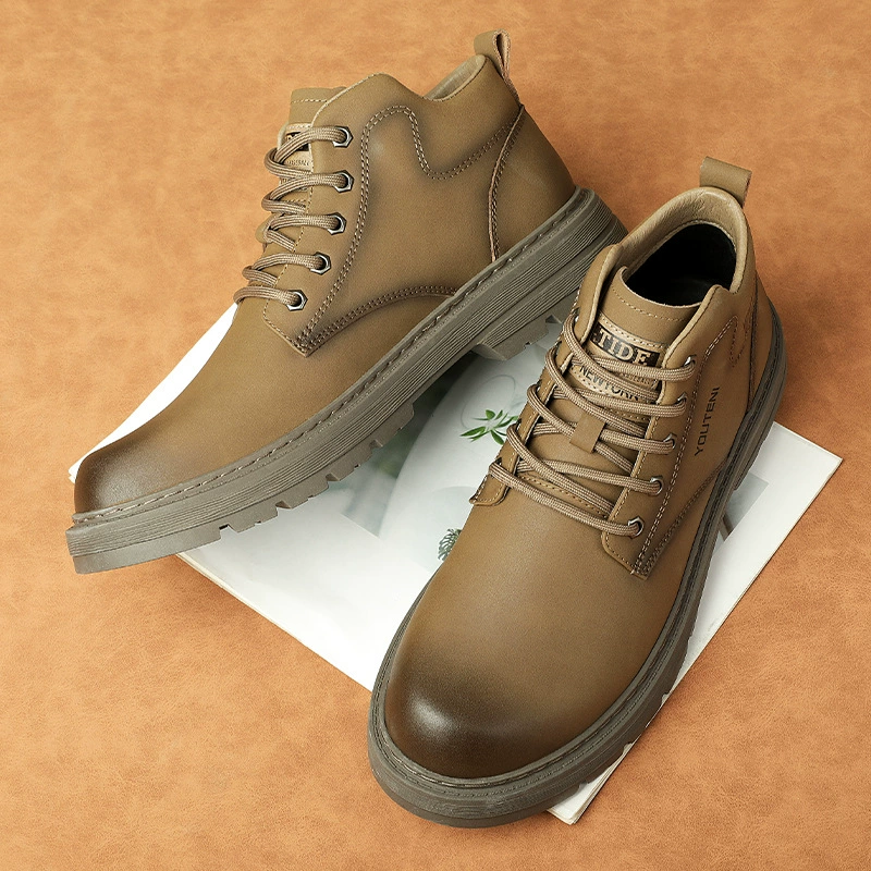 Мартенсы, мужские демисезонные модные универсальные low boots, обувь из кожи, натуральная кожа