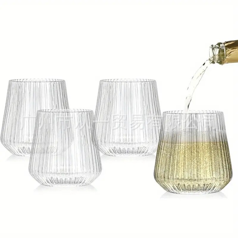 12oz Plastic Wine Glass Striped Drinking Cup Camping Party Wedding Retro Handleless Reusable Plastic Cup 12oz Plastic Wine Glass Striped Drinking Cup Camping Party Wedding Retro Handleless Reusable Plastic Cup