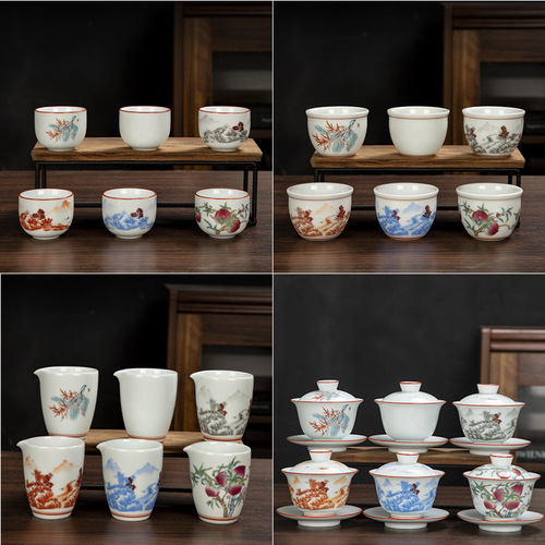 Yingqing white porcelain gongfu tea set cover bowl, public cup, large tea bowl, host cup, household tea drinking single cup tea sea