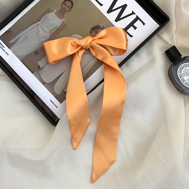 Pañuelo de seda de imitación, tira larga, sentido avanzado, nuevo estilo, color sólido, protección para el cuello, bufanda pequeña, bolsa atada, cinta para el cabello, diadema, cabello atado
