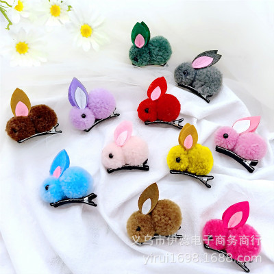 new pattern lovely Plush rabbit Hairpin lovely Sweet student Hairdressing Net Red children three-dimensional Top clamp Duckbill clip