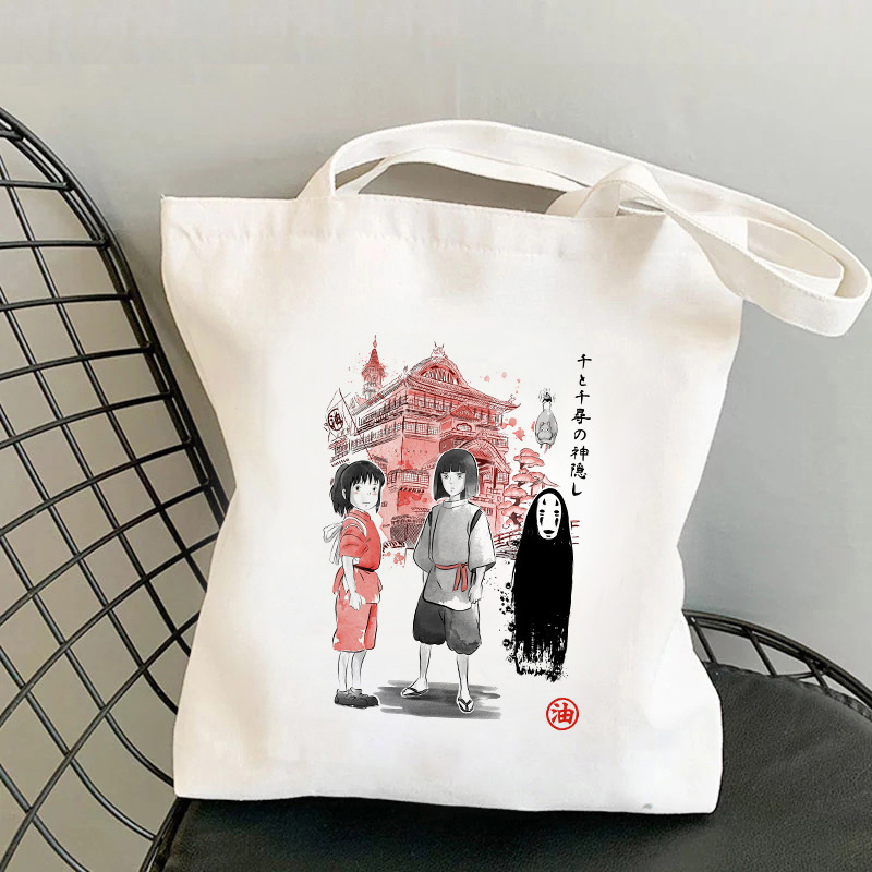 Totoro de dibujos animados impreso bolsa de lona bolso de hombro estudiante casual bolsa plegable bolsa de compras portátil Comercio exterior transfronterizo