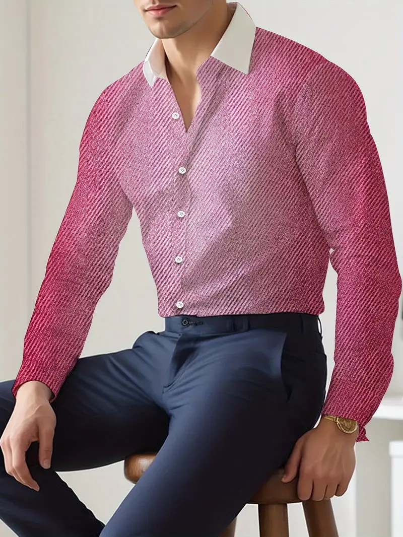 2025 nueva camisa de manga larga con degradado de color salvaje casual de moda europea y americana transfronteriza de Amazon MB12