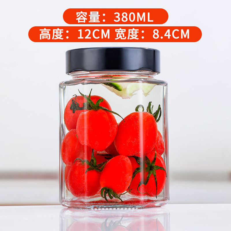 高盖六棱玻璃蜂蜜果酱瓶密封罐西红柿酱黄桃水果罐头酱菜瓶批发|undefined