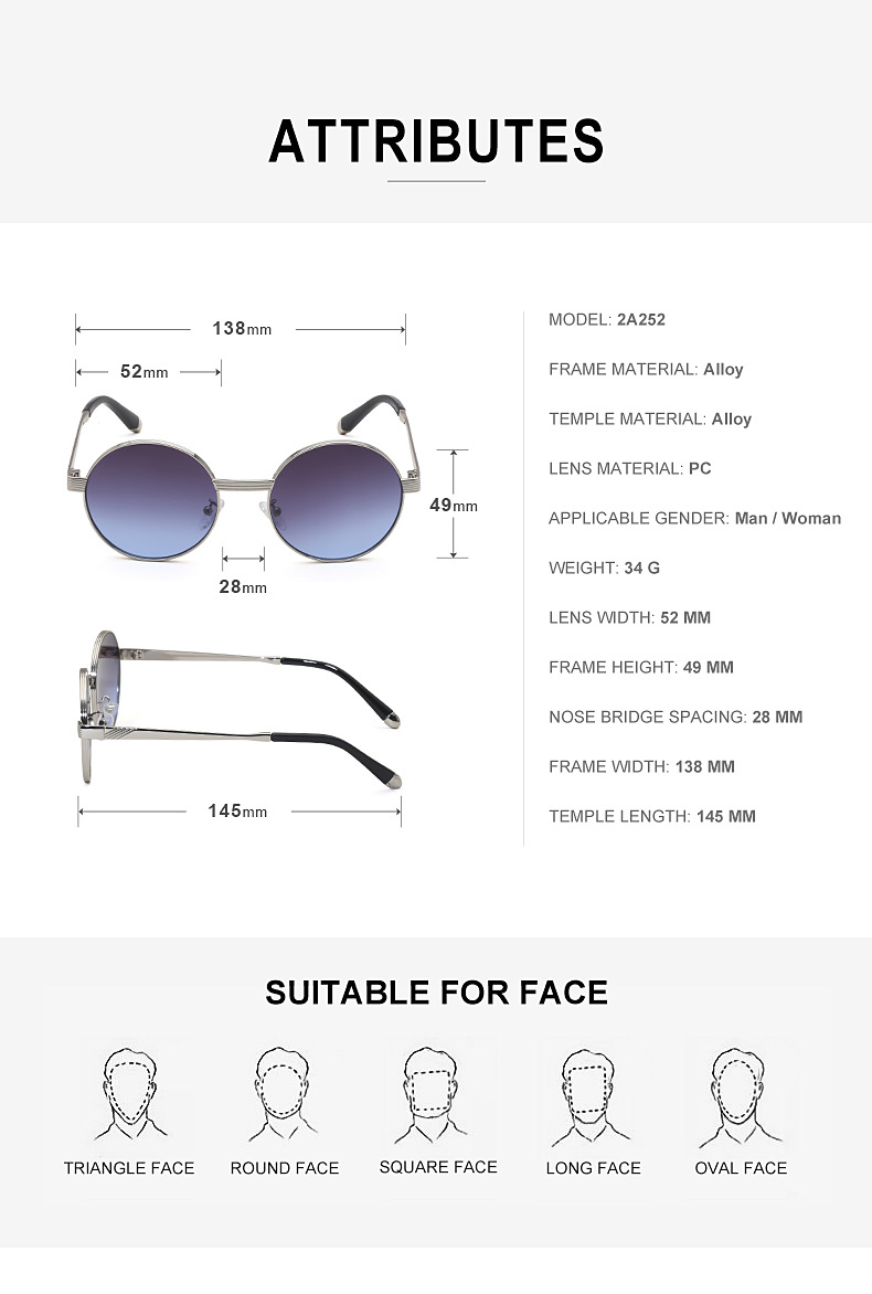 Fashion Style New Round Frame Sunglasses display picture 17