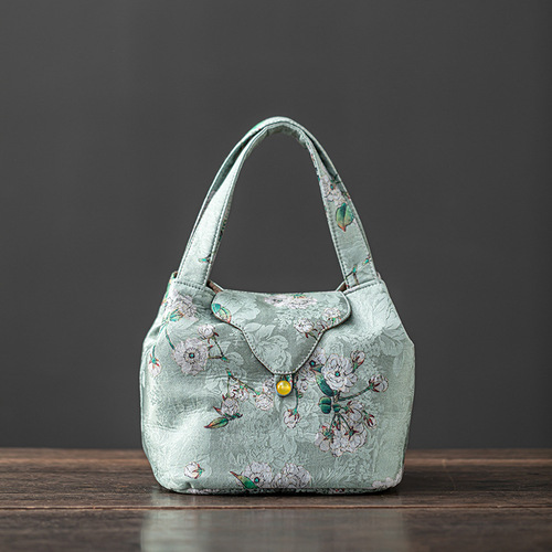 Chinese interwoven silk tea bag portable outdoor travel tea set storage bag brocade tea cup bag teapot cloth bag