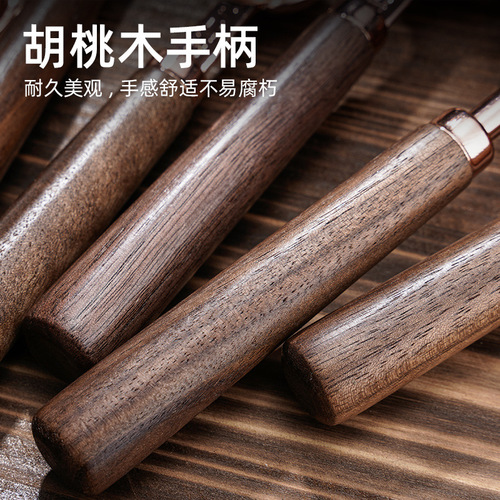 Baking tools stainless steel measuring cup measuring spoon set walnut handle rose gold measuring cup measuring spoon spoon pot belly cup