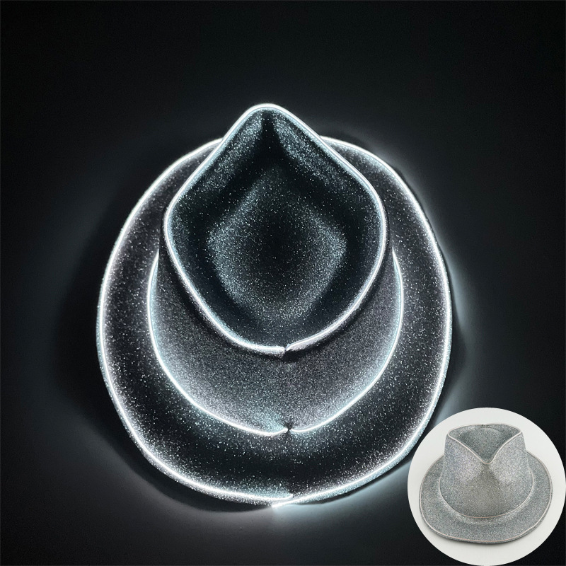 LED luminoso esquinilla sombrero sombrero de jazz plástico rosa disfraz de Halloween carnaval espectáculo sombrero de fiesta accesorios