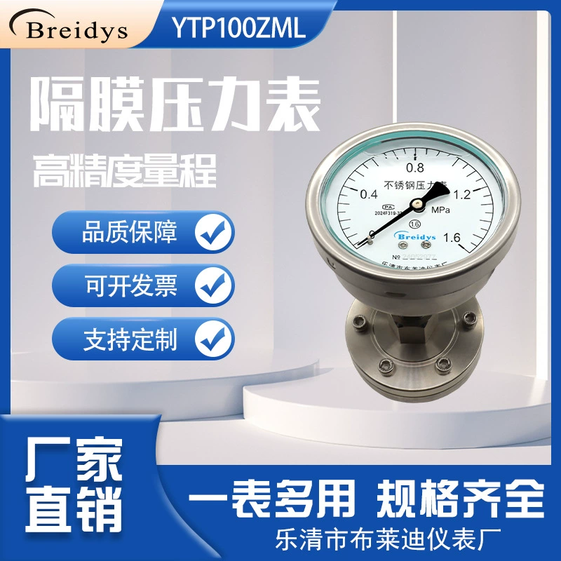 Осевой резьбовой мембранный манометр YTP100Z-ML резьбовой ссылки манометр из нержавеющей стали антикоррозионный и кислотостойкий