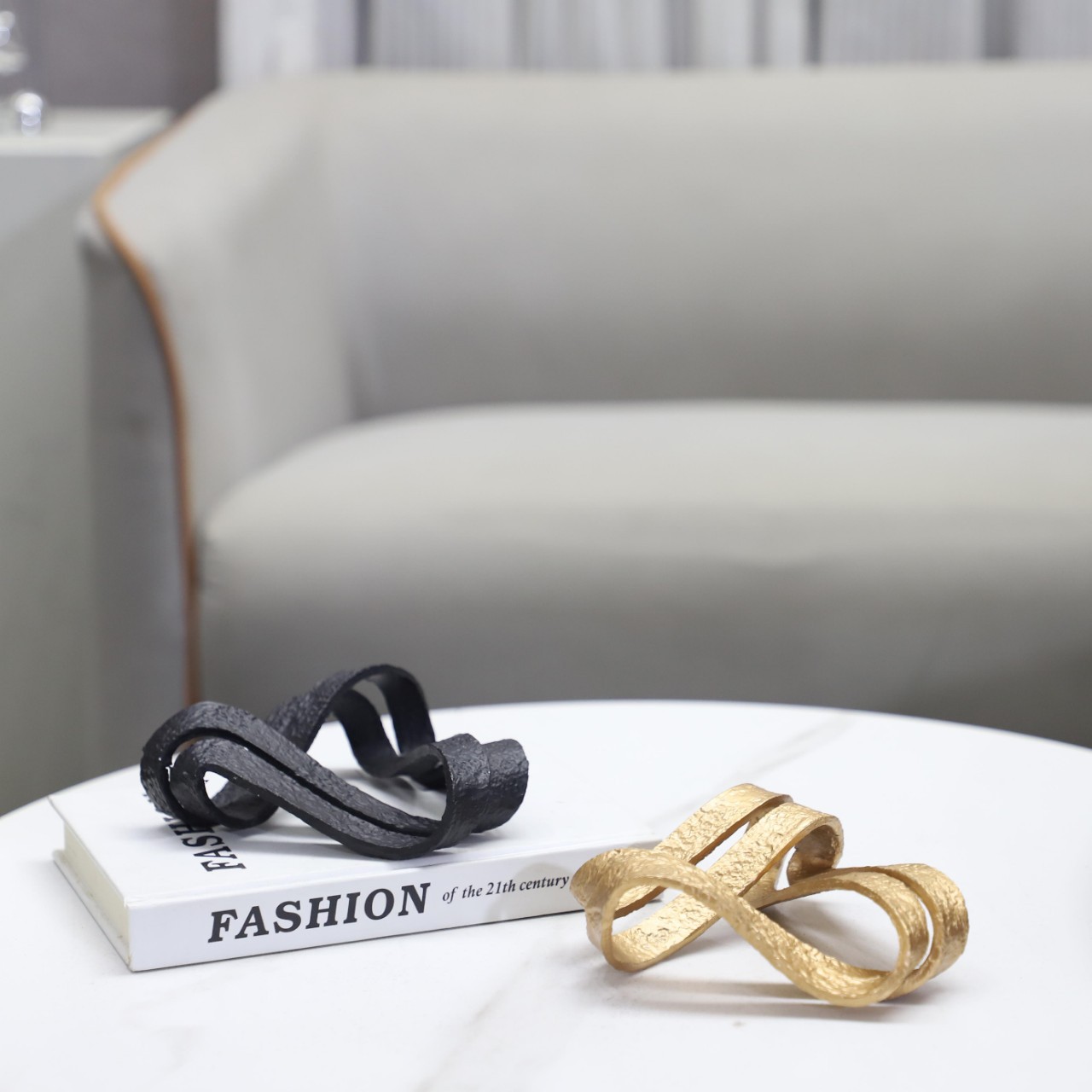 European style light luxury geometric irregular metal rope knot art…
