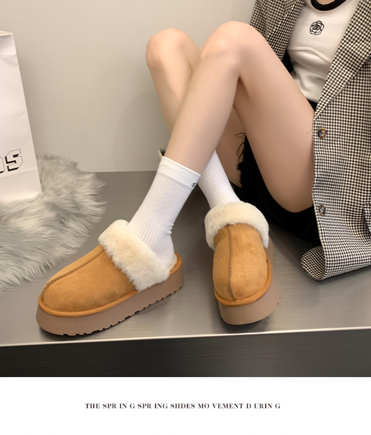Pantofole pelose Baotou da donna da indossare fuori autunno e inverno nuovo stile celebrità di Internet muffin suola spessa più scarpe di cotone pigro calde di velluto_voghion.com