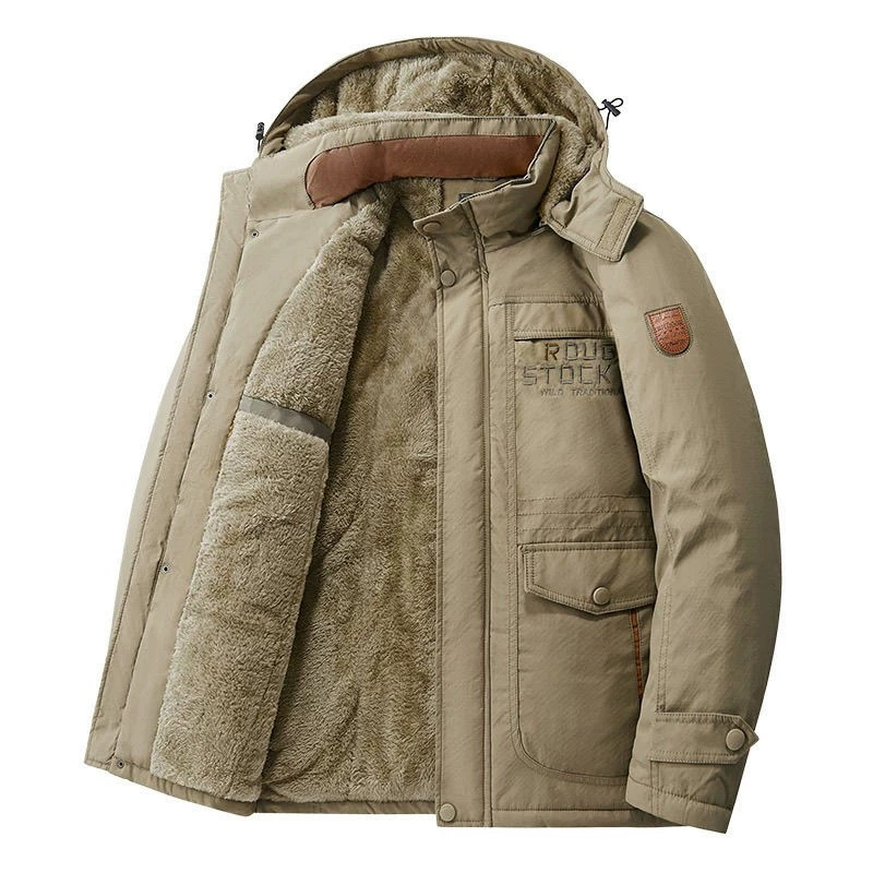 Плюшевая утолщеная хлопчатобумажная одежда мужской новый зимний свободный хлопок большого размера куртка среднего и пожилого возраста холодостойкая теплая хлопчатобумажная куртка мужская