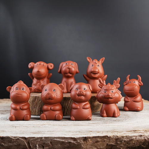 Zisha Twelve Zodiac Fingertip Tea Pet Ornament Creative Mini Decor for Tea Table Accessories