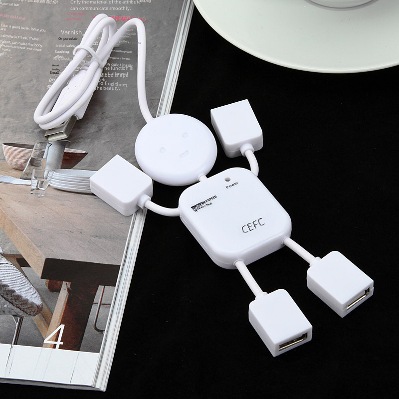 人形HUB 電腦一分四USB擴展接口分線器 多功能集線器 電腦配件