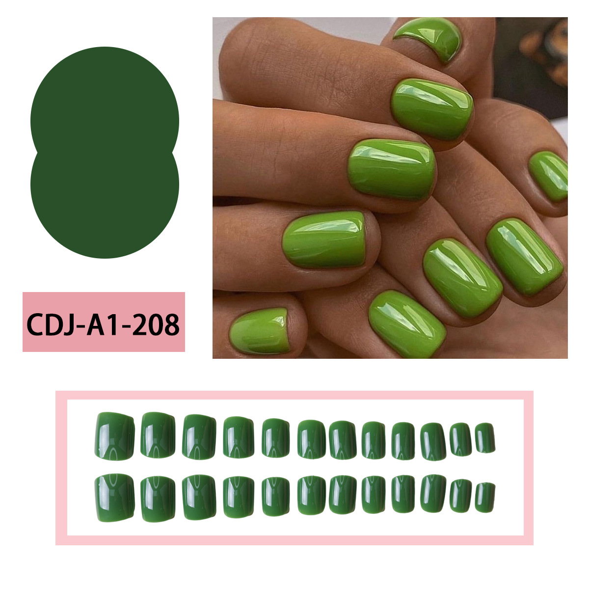 Fuente de fábrica directa transfronteriza color sólido corto blanco verde desgaste de uñas falsas parches de uñas al por mayor