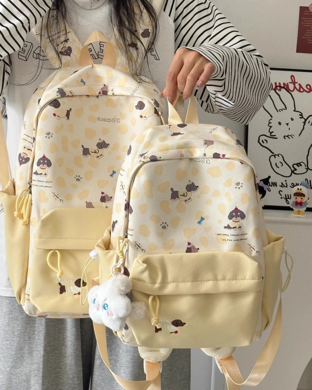 軽量カジュアルバックパック牛柄シンプルなお出かけ漫画犬スクールバッグ女子学生かわいい大容量バックパック|undefined