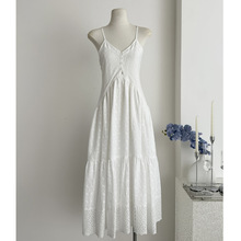 靓依轩【满级白月光】仙女神裙 重工刺绣纯棉白色连衣裙女夏季新