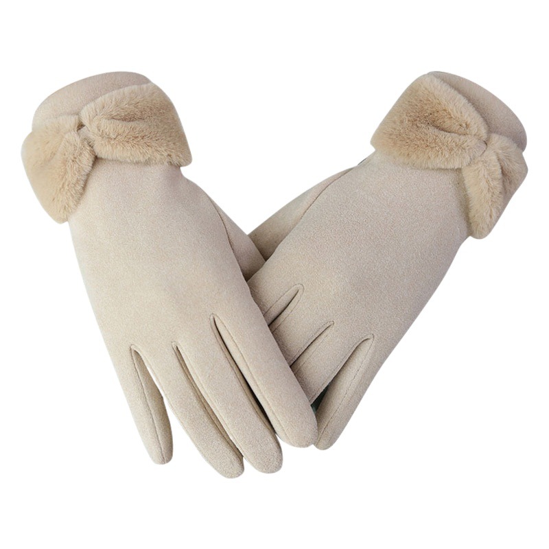 Invierno de las mujeres nuevo fleece-forrado cálido lindo estilo coreano terciopelo pantalla táctil guantes ciclismo conducción esquí fábrica al por mayor