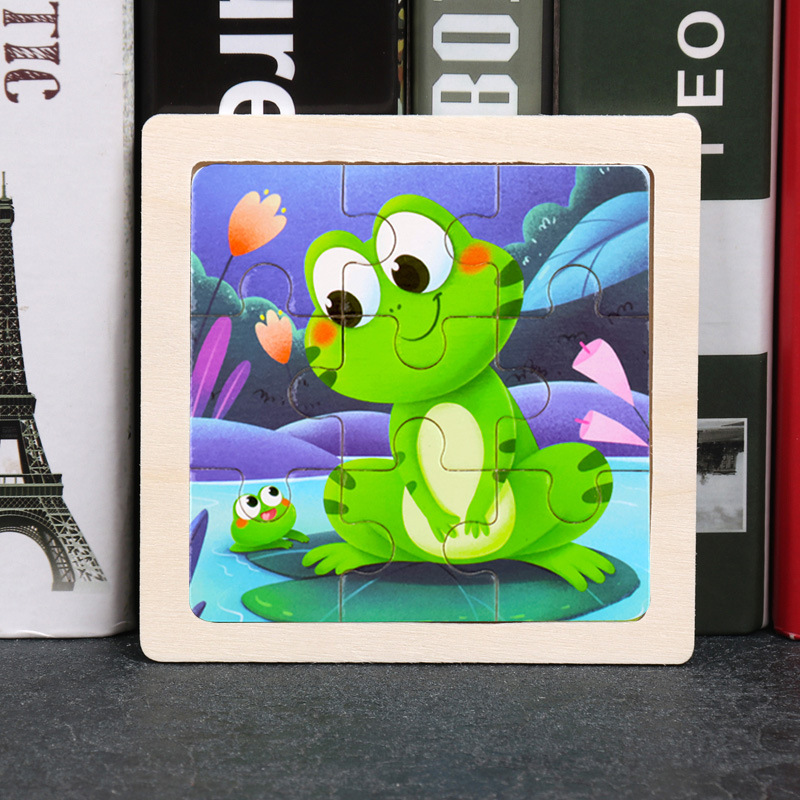 Puzzle pequeño plano de madera de 9 piezas Animal Ocean Traffic Kindergarten Educación temprana Juguetes educativos Puzzle simple de entrada