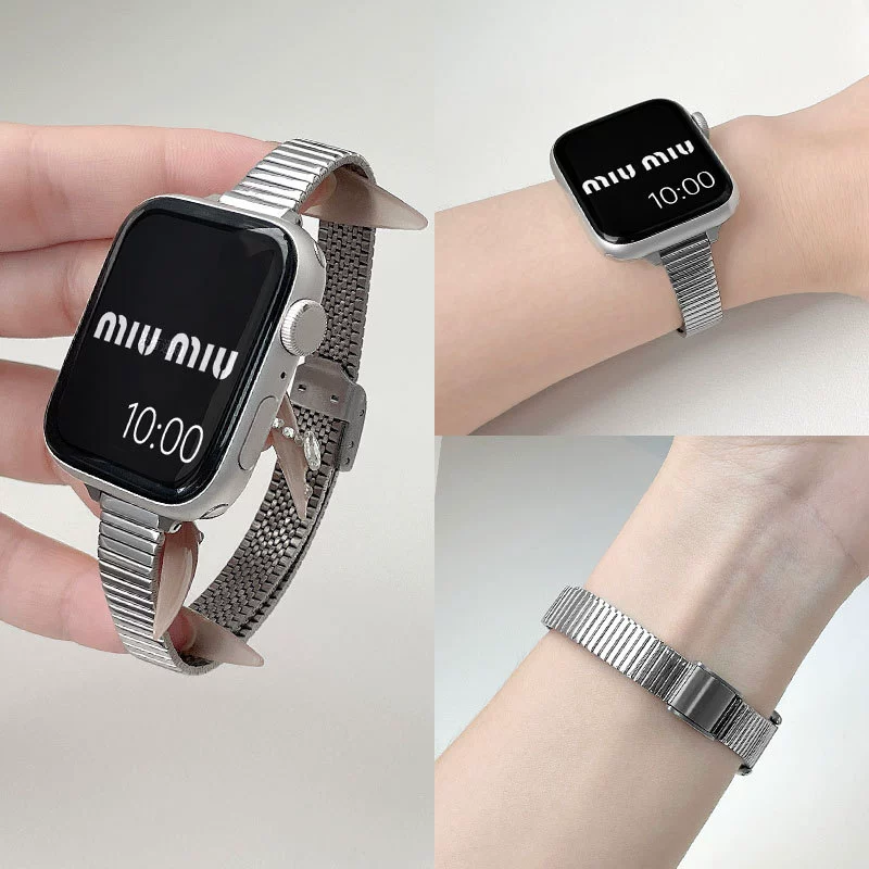 Подходящий ремешок для Apple Watch iWatchs 10 поколения металлический браслет applewatch9 высокого класса тип цепи