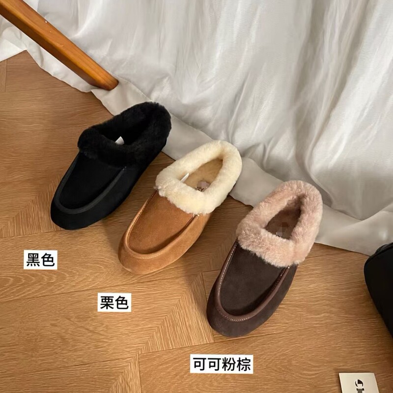 Henan Sangpo Snow Boots Ansil Muller Goatskin and Fur All-In-One Women's Thickeneded Warm Half-Slippers for Outer Wear Snow Shoes