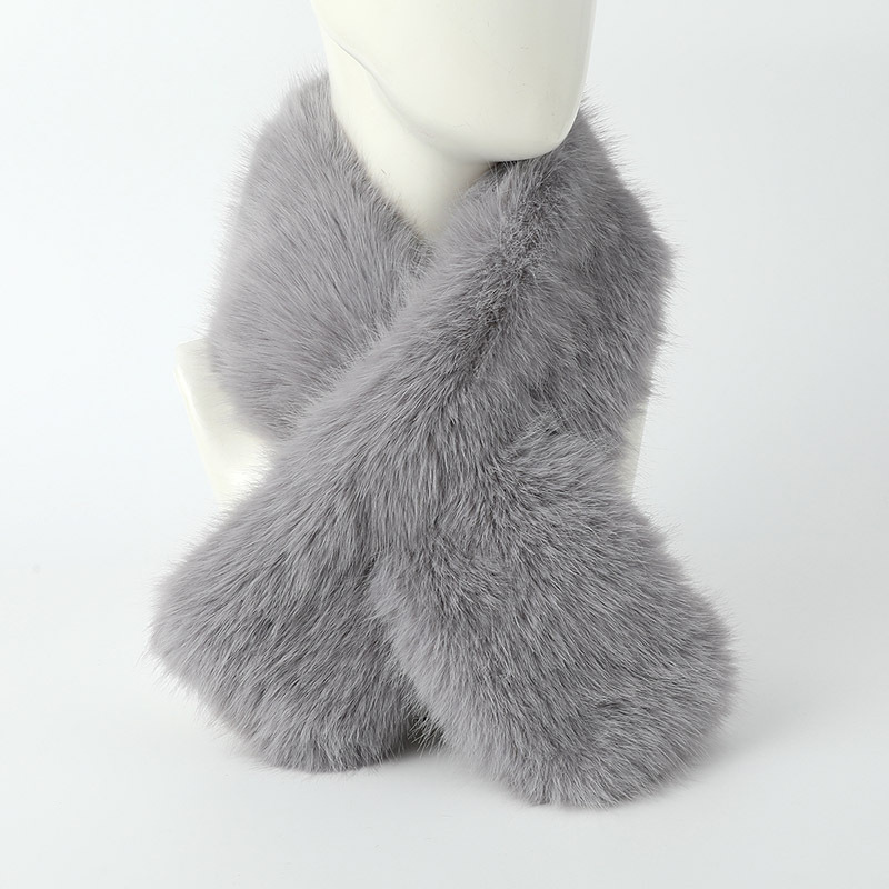 Solid color imitation mink fur cross cute scarf, Korean version versatile, winter thickened warmth, internet celebrity_voghion.com