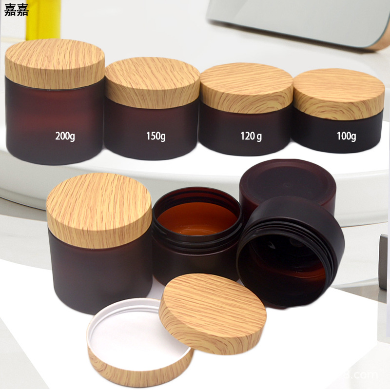 Envase cosmético sub-botella de plástico para mascotas frasco de crema contenedor marrón esmerilado máscara frasco crema facial botella de crema para los ojos