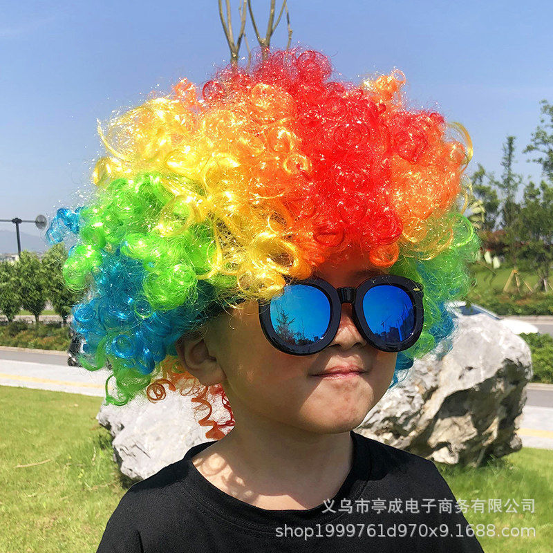 Venta directa de fábrica peluca de cabeza explosiva fiesta de disfraces fanáticos de disfraces pelucas de colores de payaso divertidas
