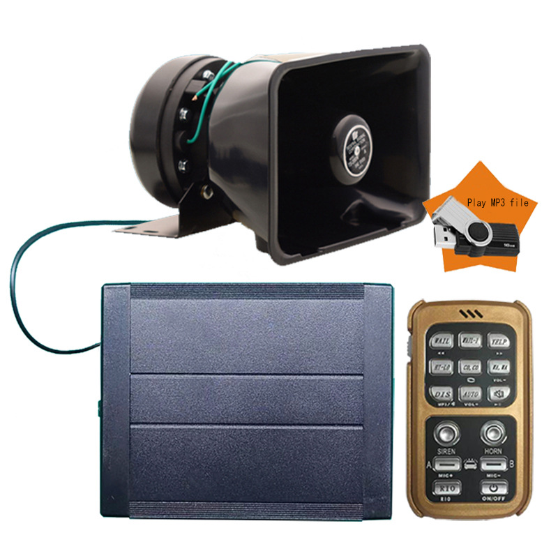 Car-mounted wireless remote control siren with MP3 playback, high-pitched speaker AS920BKG-MP3+100C speaker