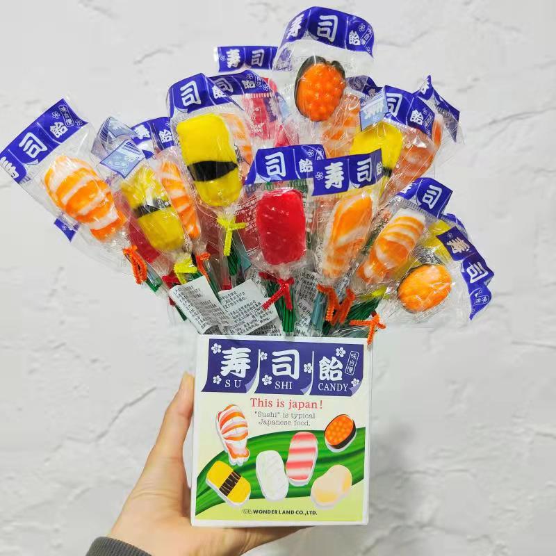 日本仙境多种寿司棒棒糖创意糖果礼盒 1组50个 箱拿搭配1个托