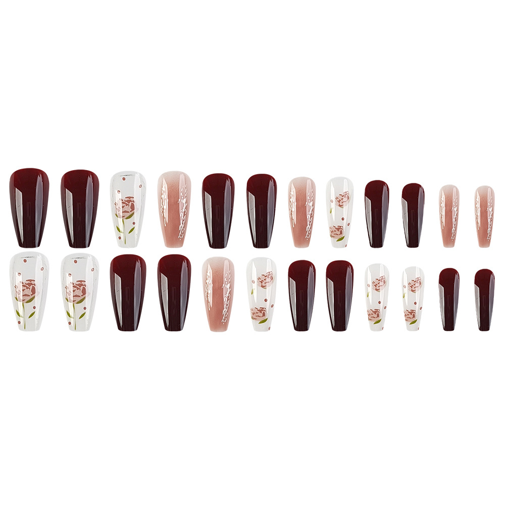 Uñas postizas transparentes color rosa para primavera y verano, puntas de uñas blanqueadoras color oolong, set de 24 piezas, uñas postizas removibles, lote mixto. image 6
