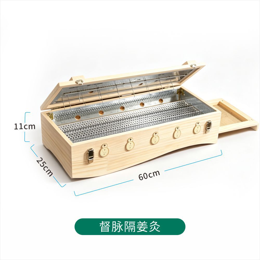 Moxa Burner Rack Du Mai Smoke-Filter Wooden Moxibustion Box for Back and Body Home Use details