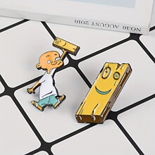 I 75660 Cartoon Wooden Badge Pin ��ͨС��ľͷ����羳��