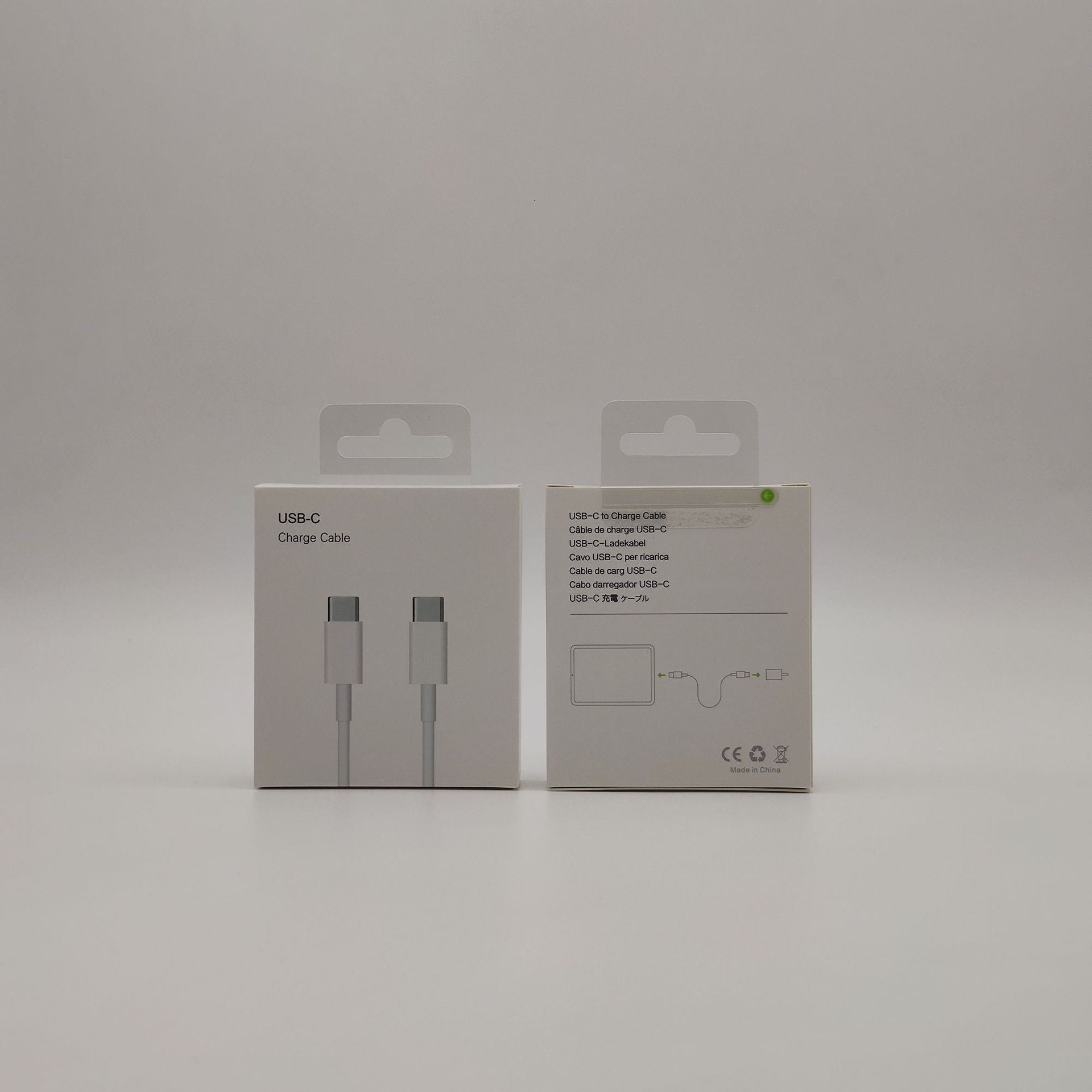 中性苹果双Type-C快充数据线USB-C 1米2米通用立体纸盒吉星包装