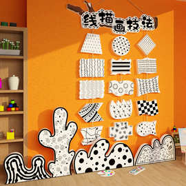 画室氛围布置美术教室装饰墙面幼儿园环创材料线描主题成品工区境