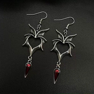 New Halloween Vintage Oil Drop Wings Earrings Men's and Women's Ear Jewelry Japanese and Korean Simple Bat Wings Earrings