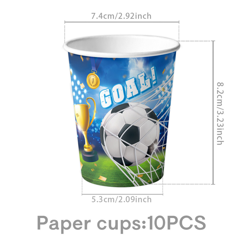 新しいブルーサッカーテーマワールドカップスポーツ競技食器使い捨て紙コップペーパータオルフラグテーブルクロス装飾|undefined
