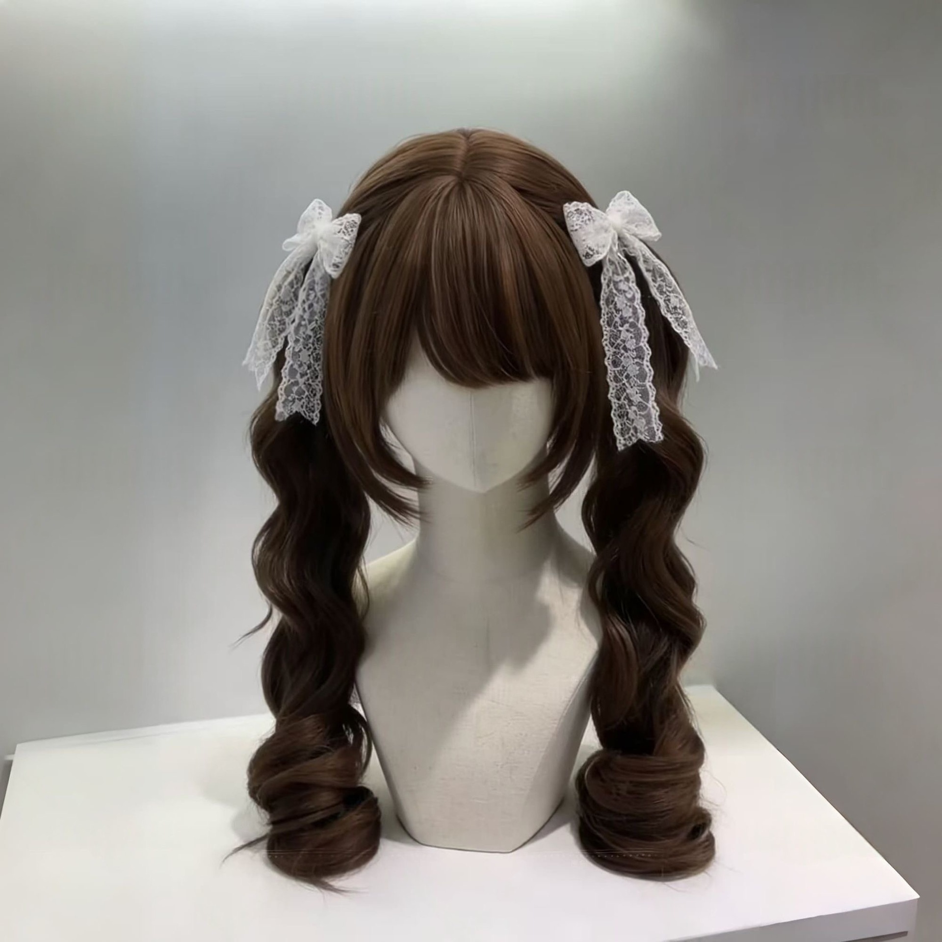 Connie Lasulja Honey Tea Linen Long Twin Tails Curly Hair Sweet Daily Lolita Roman Style