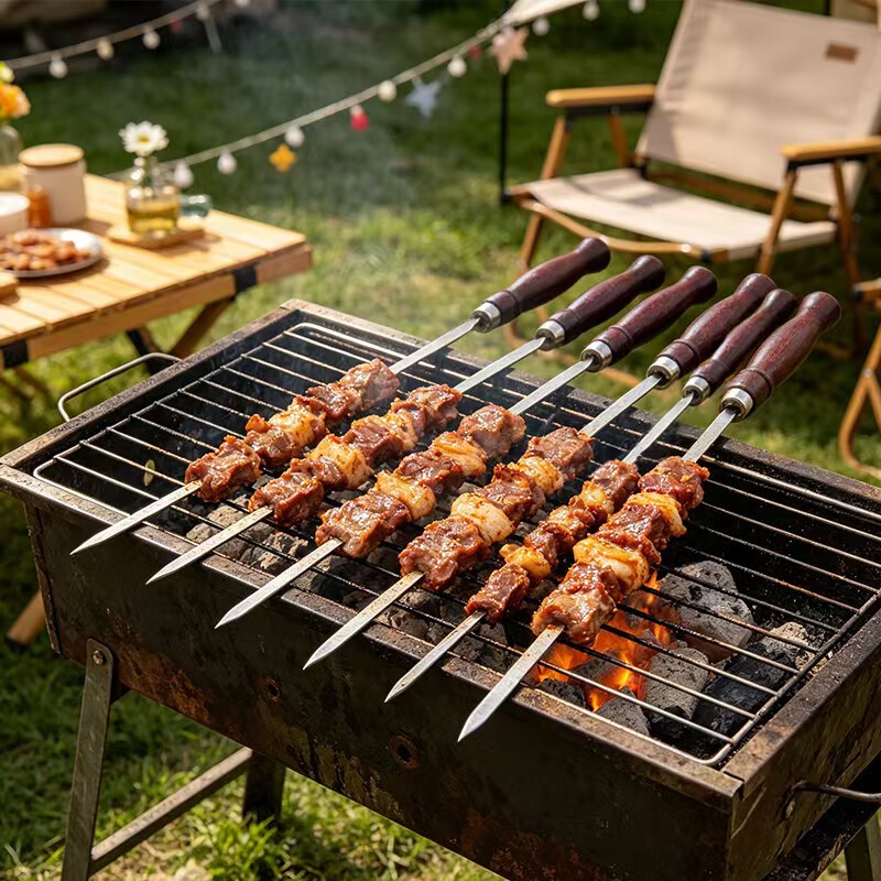 430 Stainless Steel Grill Skewers with Diamond Cd Pattern, Extended Skewers for Lamb Kebabs, Large Skewers for Bbq