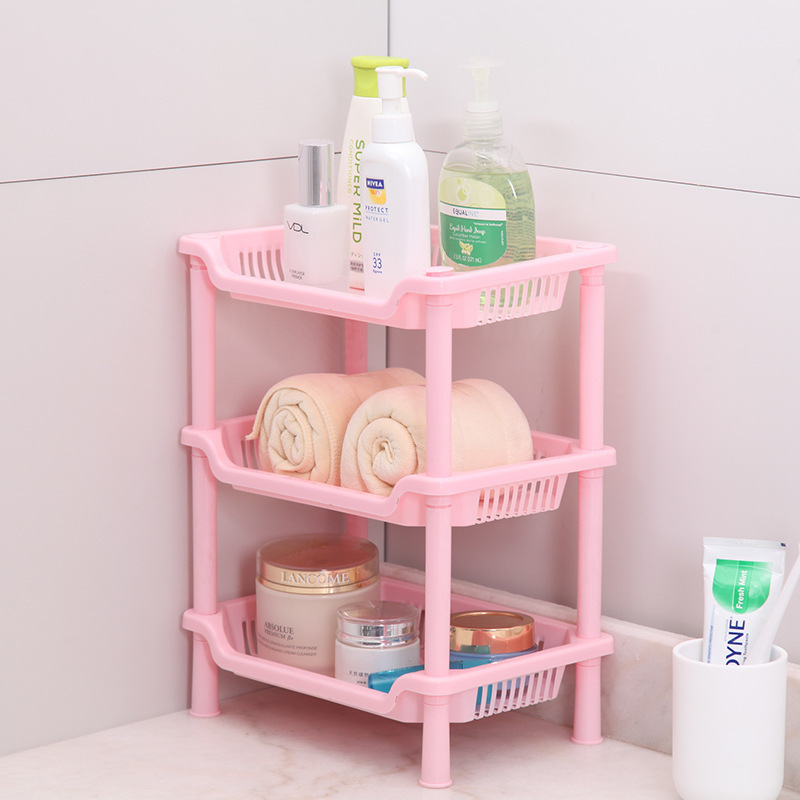 三層三角形長方形収納ラックバスルームキッチン収納ラック収納ラック床置きプラスチックバスルーム三角ラック|undefined