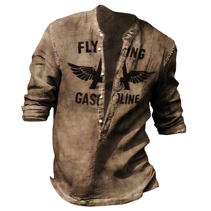 Nueva camiseta transfronteriza de manga larga con cuatro botones de Amazon Templar Impresión 3D Cross Legion imitación algodón pull rack manga larga T